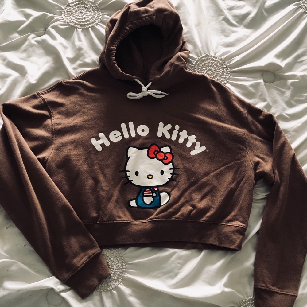 Hello Kitty Brown Cropped Hoodie